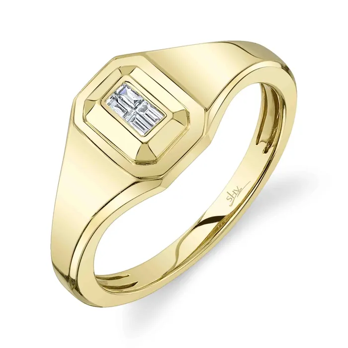 SHY CREATION Rings Baguette Diamond Signet Ring
