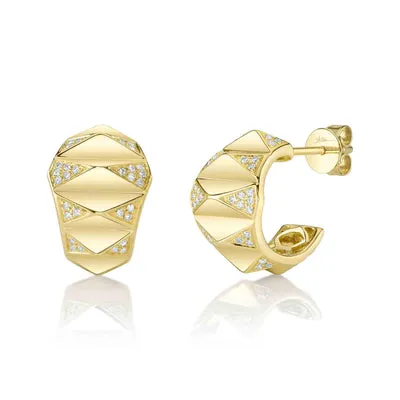 SHY CREATIONS Earrings 016CT DIAMOND PYRAMID GEO CUT HUGGIE EARRING