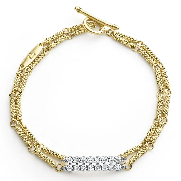 Signature Caviar Superfine Double Link Diamond Bracelet LAGOS Bracelets