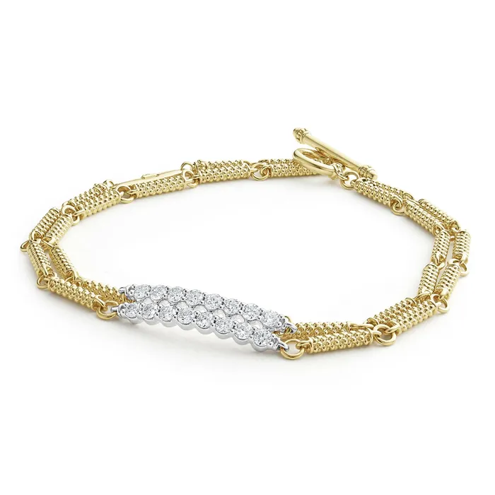 Signature Caviar Superfine Double Link Diamond Bracelet LAGOS Bracelets