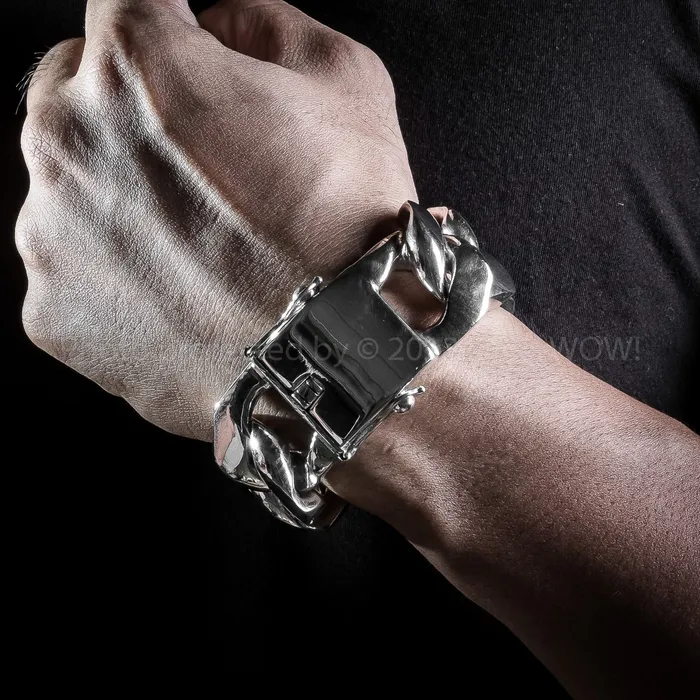 silverwow Bracelets 30mm Very Heavy Curb Silver Bracelet