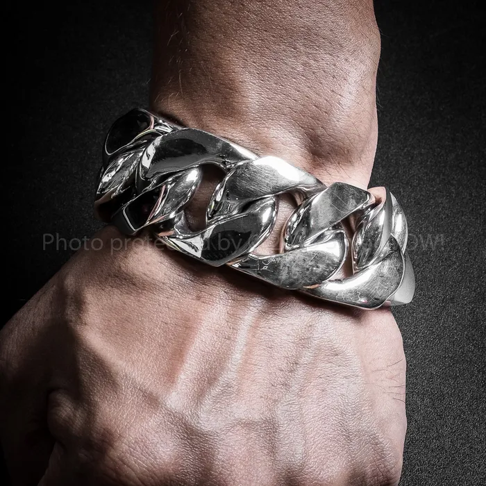 silverwow Bracelets 30mm Very Heavy Curb Silver Bracelet