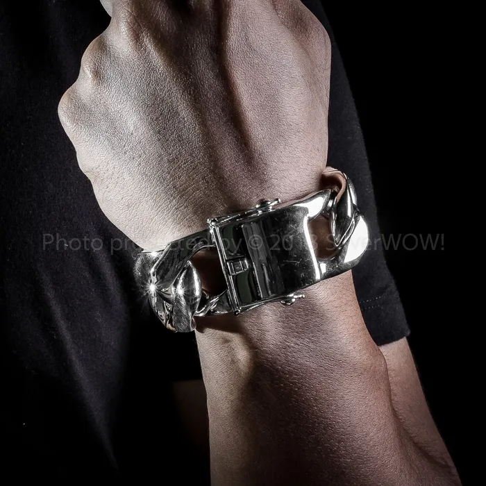 silverwow Bracelets 30mm Very Heavy Curb Silver Bracelet