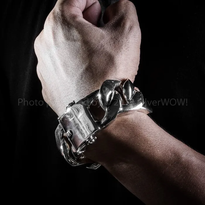 silverwow Bracelets 30mm Very Heavy Curb Silver Bracelet
