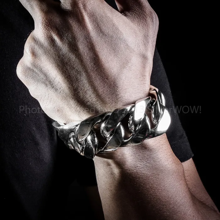 silverwow Bracelets 30mm Very Heavy Curb Silver Bracelet