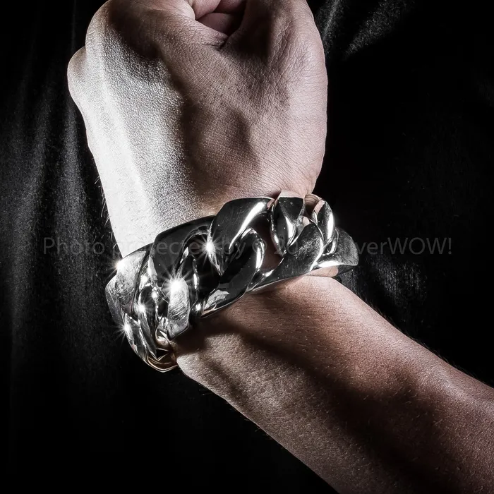 silverwow Bracelets 30mm Very Heavy Curb Silver Bracelet
