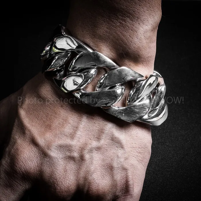 silverwow Bracelets 30mm Very Heavy Curb Silver Bracelet