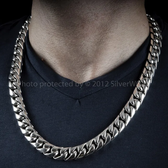 silverwow Necklaces 15mm Cuban Link Necklace Chain