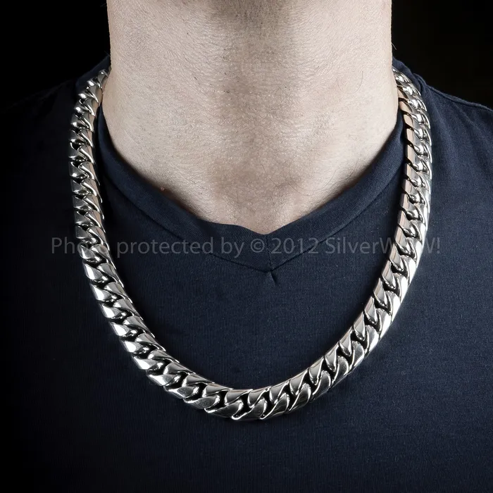 silverwow Necklaces 15mm Cuban Link Necklace Chain