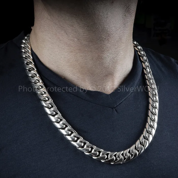silverwow Necklaces 15mm Cuban Link Necklace Chain