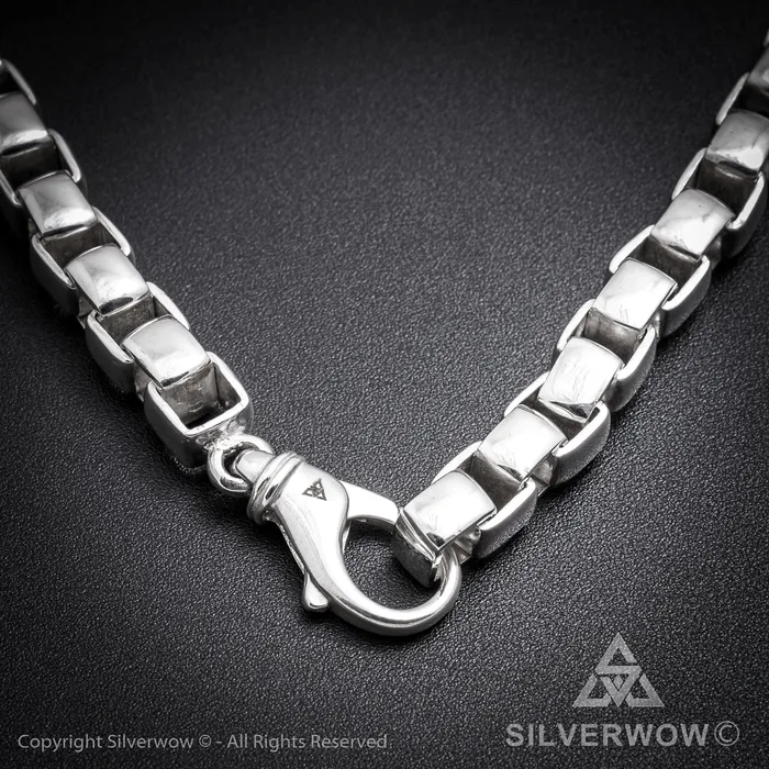 silverwow Necklaces 8mm Box Chain Silver Necklace