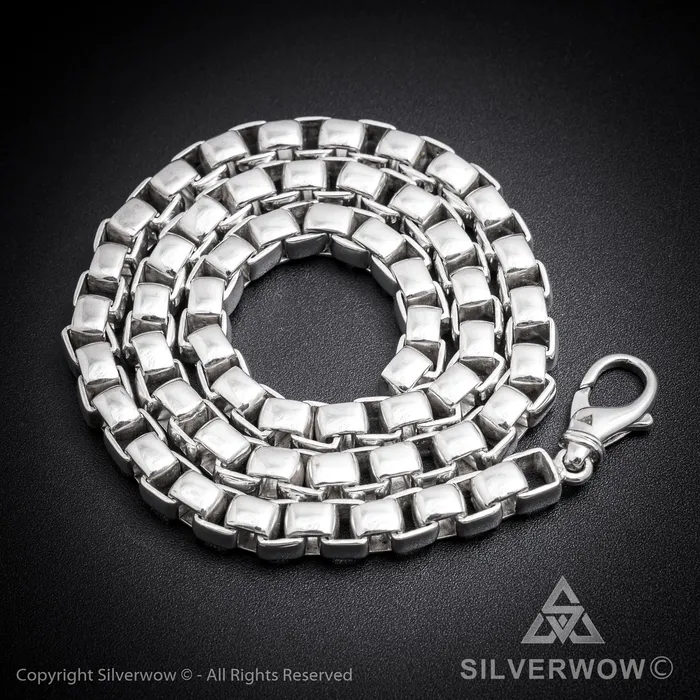 silverwow Necklaces 8mm Box Chain Silver Necklace