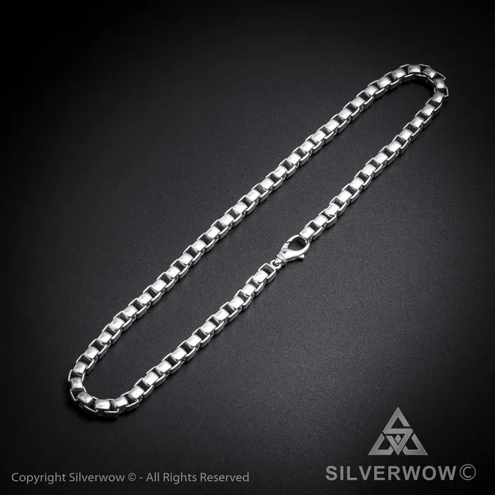 silverwow Necklaces 8mm Box Chain Silver Necklace