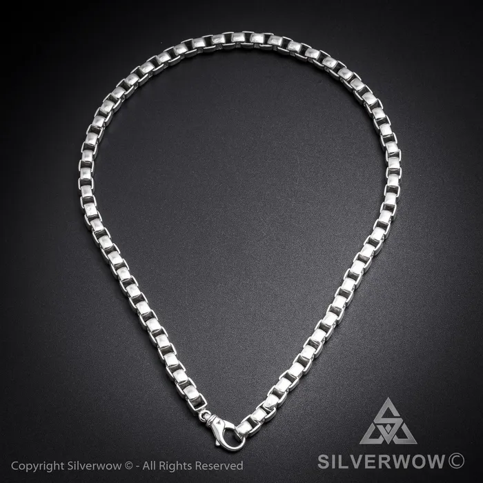 silverwow Necklaces 8mm Box Chain Silver Necklace