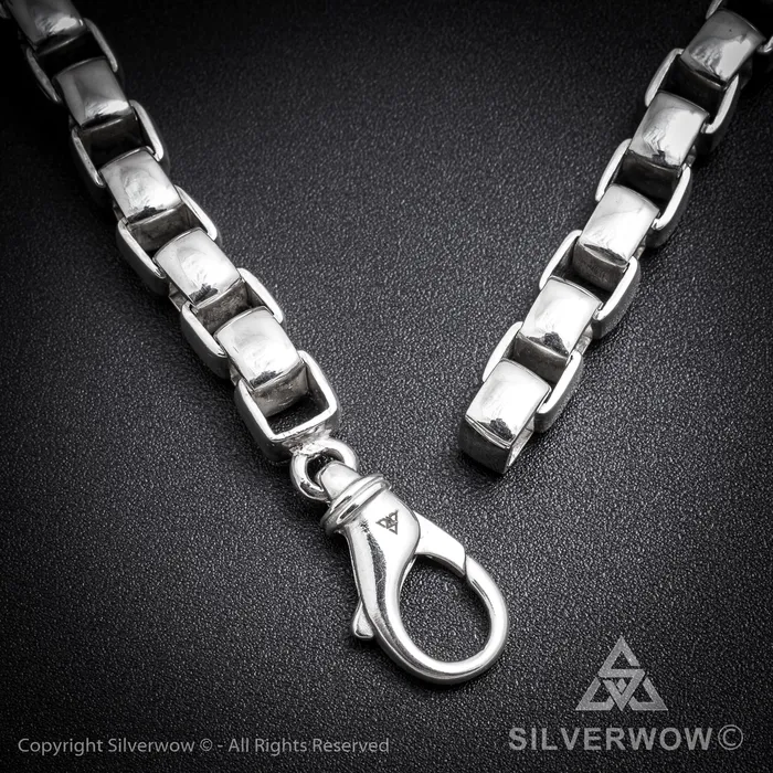 silverwow Necklaces 8mm Box Chain Silver Necklace