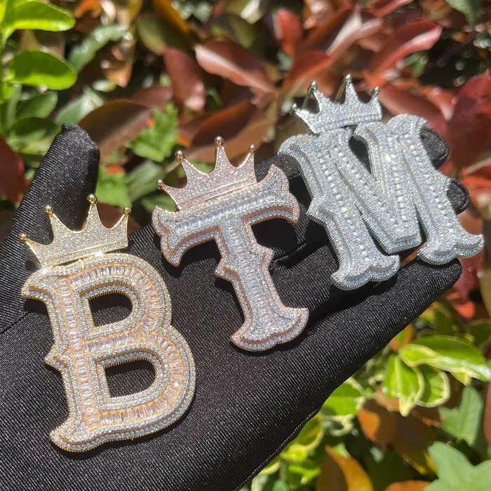 Special Crown Edition Iced Out Initial Custom Name Necklace Pendant CROWN Necklaces Special Crown Edition Iced Out Initial Custom Name Necklace Pendant CROWN Necklaces