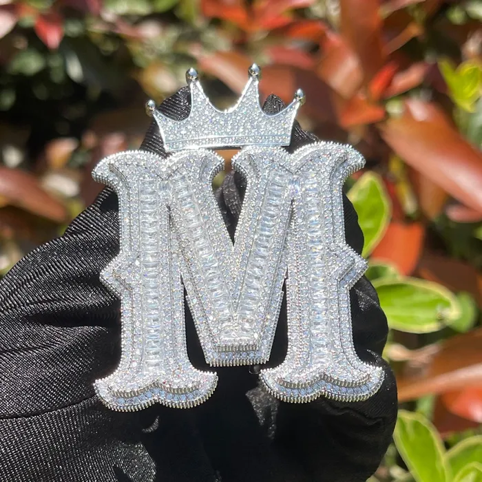 Special Crown Edition Iced Out Initial Custom Name Necklace Pendant CROWN Necklaces