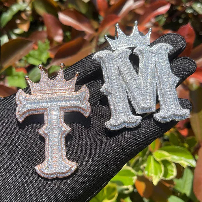 Special Crown Edition Iced Out Initial Custom Name Necklace Pendant CROWN Necklaces