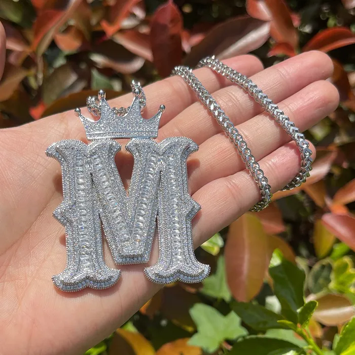 Special Crown Edition Iced Out Initial Custom Name Necklace Pendant CROWN Necklaces