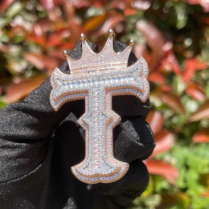 Special Crown Edition Iced Out Initial Custom Name Necklace Pendant CROWN Necklaces