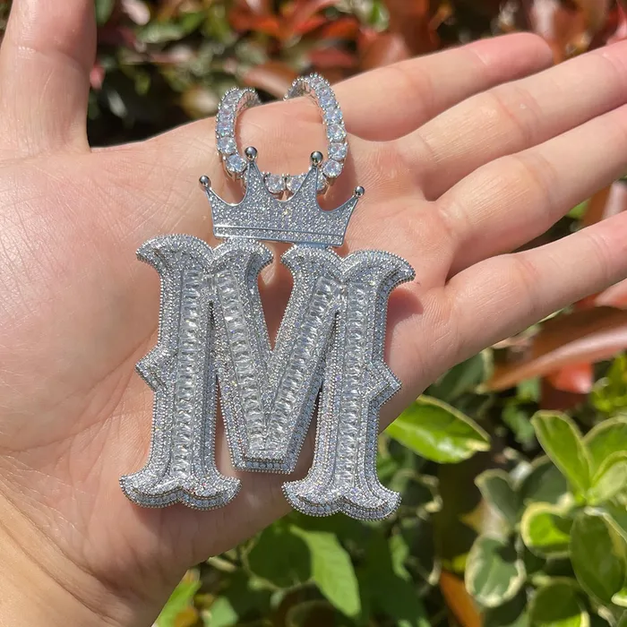 Special Crown Edition Iced Out Initial Custom Name Necklace Pendant CROWN Necklaces