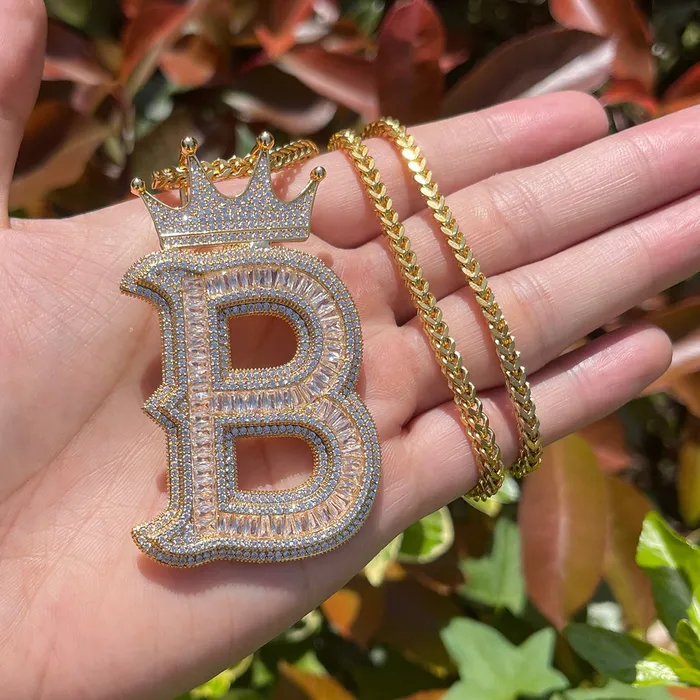 Special Crown Edition Iced Out Initial Custom Name Necklace Pendant CROWN Necklaces