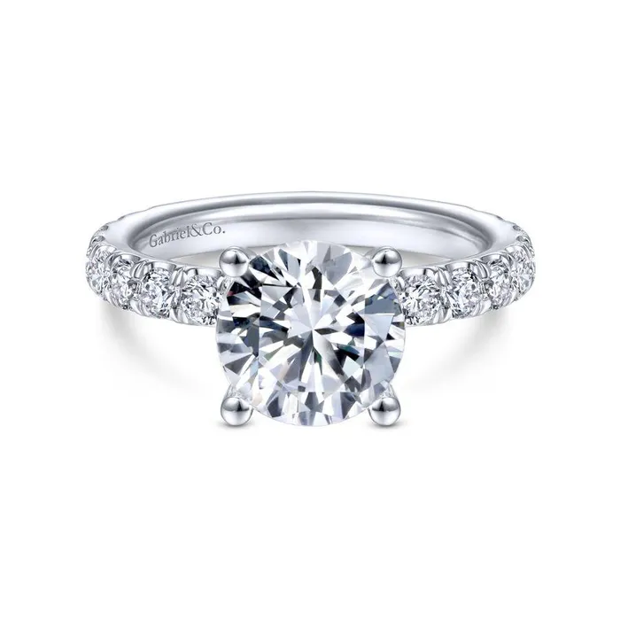 Ulani 14K White Gold Round Diamond Engagement Ring Setting Only GABRIEL CO Rings Ulani 14K White Gold Round Diamond Engagement Ring Setting Only GABRIEL CO Rings