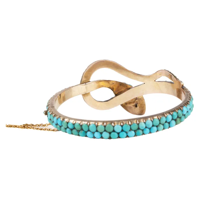 Victorian Era Turquoise Snake Bracelet Bell Bird Antiques Bracelets