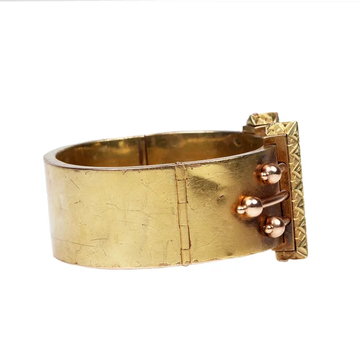 Victorian Etruscan Revival Gold Bangle Bell Bird Antiques Bracelets