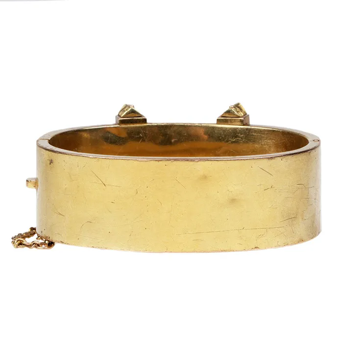 Victorian Etruscan Revival Gold Bangle Bell Bird Antiques Bracelets