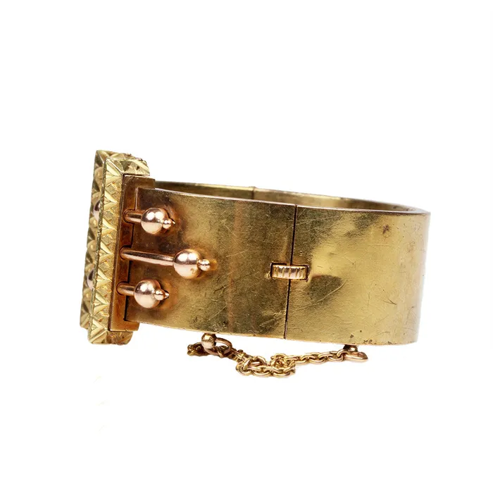Victorian Etruscan Revival Gold Bangle Bell Bird Antiques Bracelets