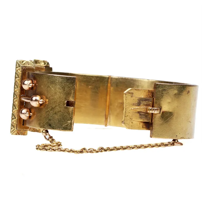 Victorian Etruscan Revival Gold Bangle Bell Bird Antiques Bracelets