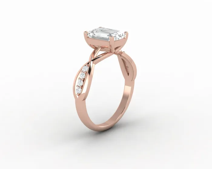 Viola 15 Ct Twisted Solitaire Emerald Cut Engagement Ring With Side Stones Sapheena Jewelry Rings