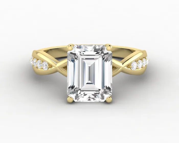 Viola 24 Ct Twisted Solitaire Emerald Cut Engagement Ring With Side Stones Sapheena Jewelry Rings Viola 24 Ct Twisted Solitaire Emerald Cut Engagement Ring With Side Stones Sapheena Jewelry Rings