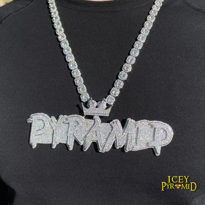 White Gold Edition Crown Bail Rapper Iced Out Personalized Custom Name Necklace Pendant BEST SELLER Necklaces