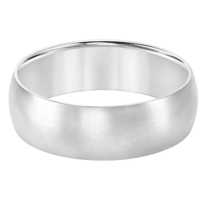 White Gold Mens Wedding Band FREDERICK GOLDMAN Rings
